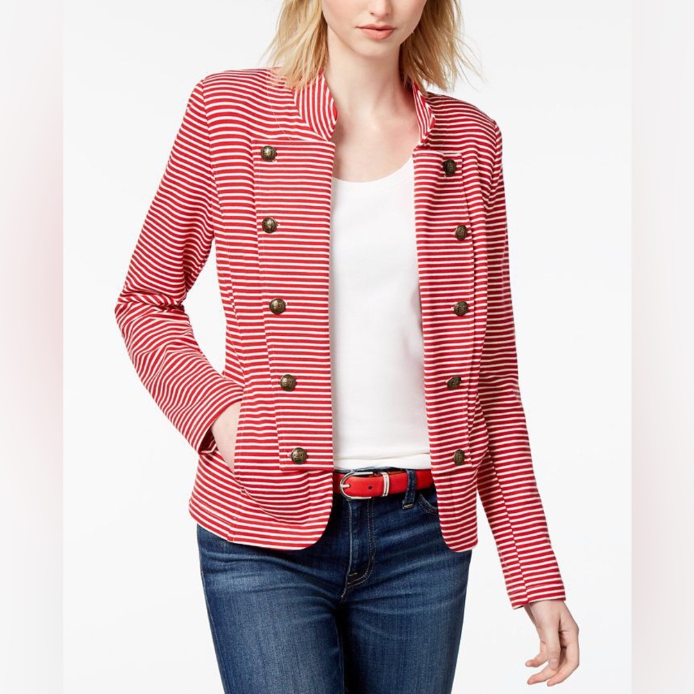 Tommy Hilfiger Red and White Striped Blazer